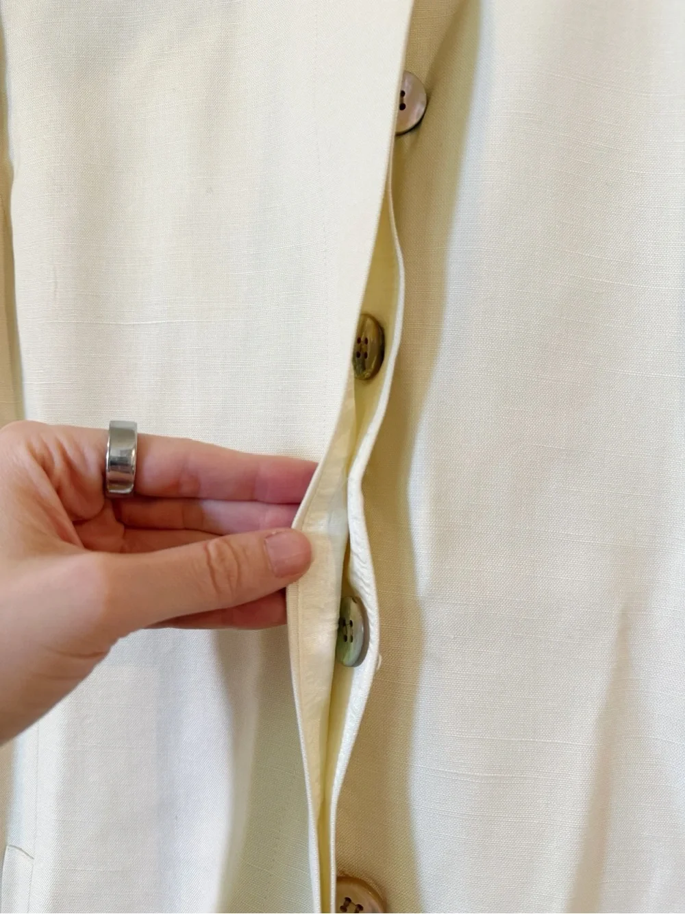 Christian Dior The Suit Cream Collarless Button Jacket - Vintage 10, Modern 6/8